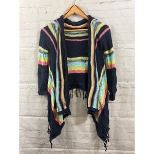 Pink Republic Asymmetrical Open Front Cardigan Juniors Size Large (14) Blue